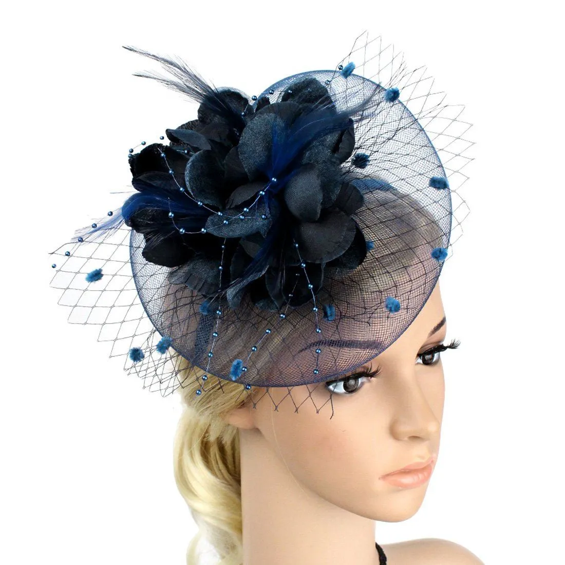 Wedding Navy Fascinator Hat Occasion Hats and Fascinators Tea Party Hat