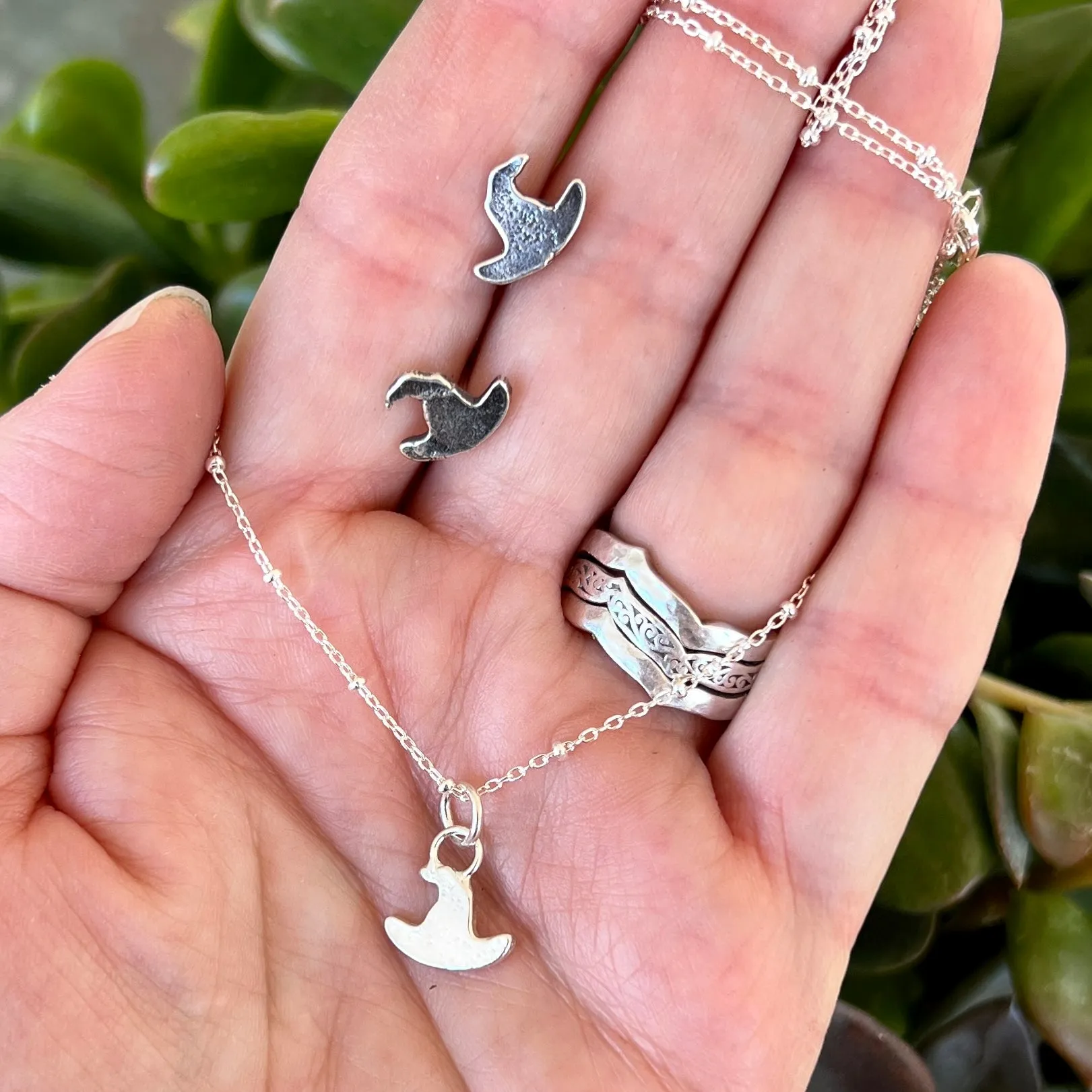 Witch Hat Post Sterling silver earrings