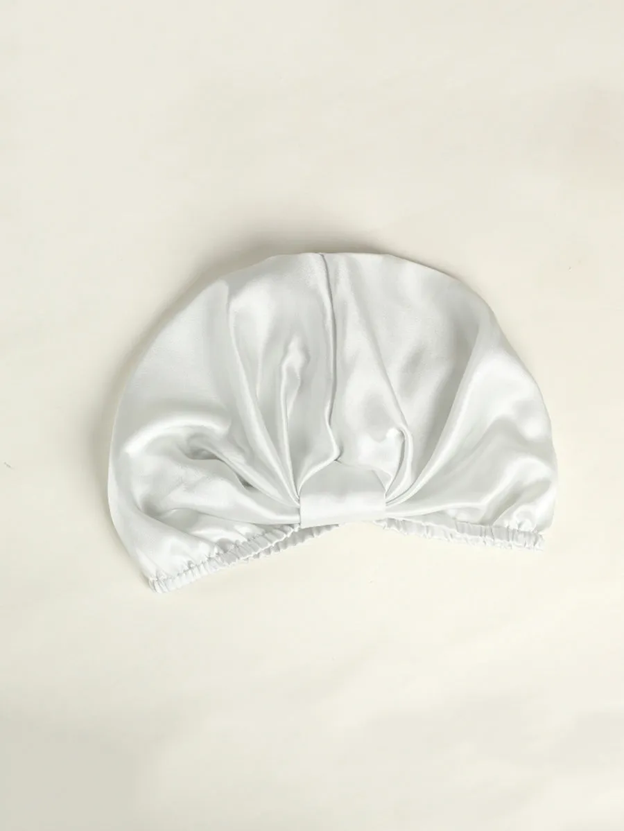 Women Elegant Solid Knot Silk Shower Cap Nightcap