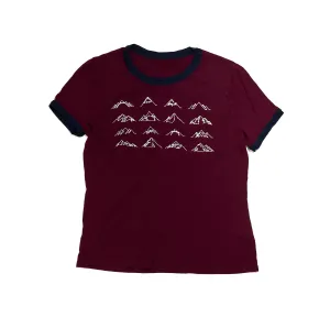 Women's 16 Mountains Upcycled T-Shirt in Maroon (Medium)