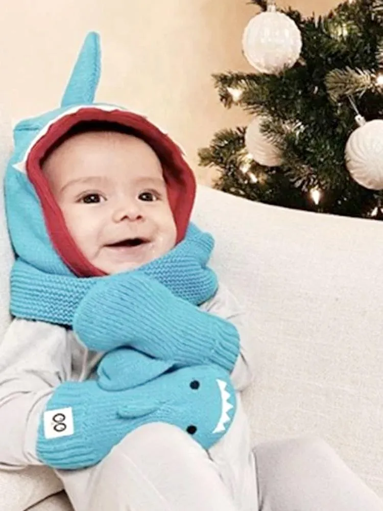 Zoocchini -  Baby and Kids Knit Balaclava Hat - Sherman The Shark 6 to 24 months